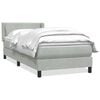 vidaXL Boxspringbett mit Matratze Hellgrau 90x220 cm Samt