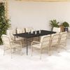 vidaXL 9-tlg. Garten-Essgruppe mit Kissen Beige Poly Rattan