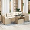 vidaXL Garten-Sofa-Set mit Kissen mit Speicher 8 pcs Beige Poly-Rattan