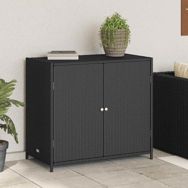 vidaXL Gartenschrank Schwarz 83x45x76 cm Poly Rattan