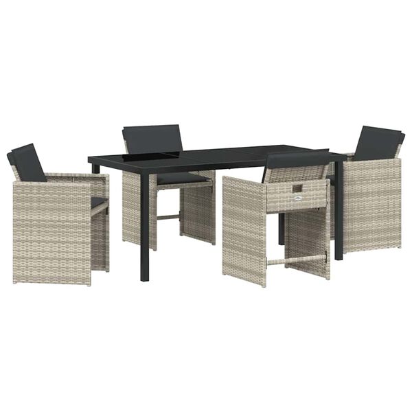 vidaXL Garten Essgruppe 5 pcs Hellgrau Poly-Rattan