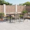 vidaXL 7-tlg. Garten-Essgruppe mit Kissen Grau Poly Rattan