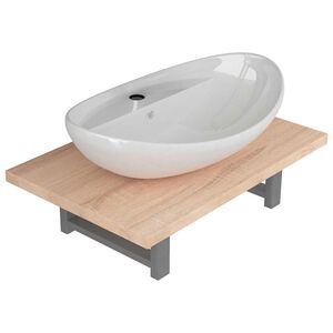 vidaXL 2-tlg. Badm&ouml;bel-Set Keramik Eichenbraun