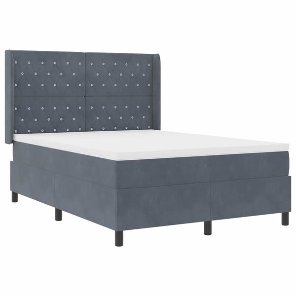 vidaXL Boxspringbett mit Matratze Dunkelgrau 160 x 200 cm Samt