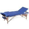 vidaXL Massagetisch mit Holzrahmen, faltbar 3 Zonen Blau