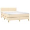 vidaXL Boxspringbett mit Matratze & LED Creme 140x190 cm Stoff
