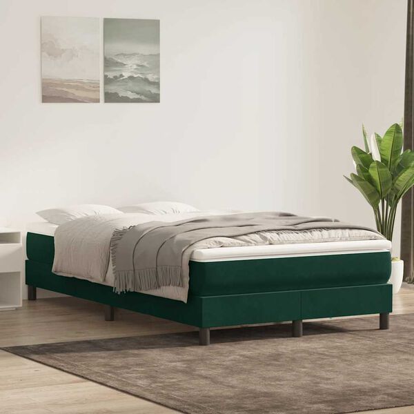 vidaXL Boxspringbett ohne Matratze Dunkelgr&uuml;n 120x210 cm Samt
