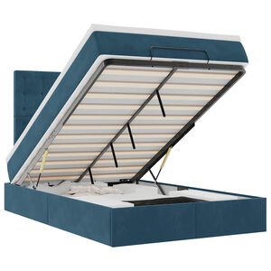 vidaXL Ottoman-Bett mit Matratzen & LEDs Dunkelblau 120x190 cm Samt