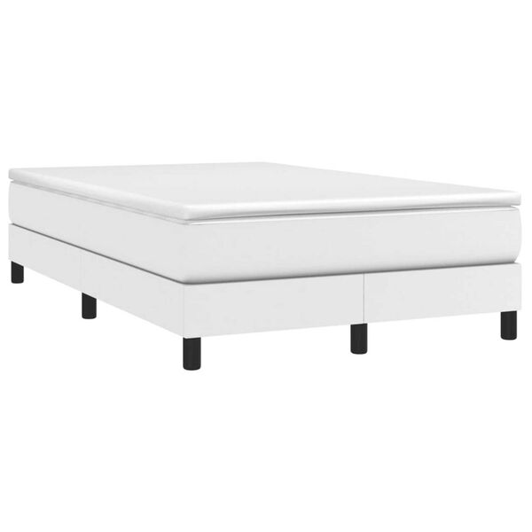 vidaXL Boxspringbett mit Matratze Weiß 120x190 cm Kunstleder