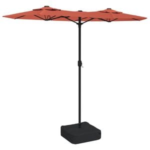 vidaXL Doppel-Sonnenschirm mit LED-Leuchten Terrakottarot 316x145 cm