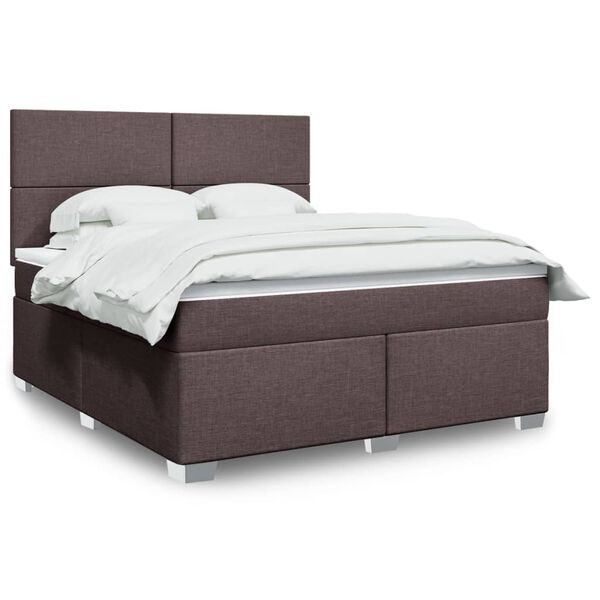 vidaXL Boxspringbett mit Matratze Dunkelbraun 180x200 cm Stoff
