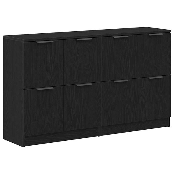 vidaXL Sideboard 2 pcs Schwarz Eichen-Optik 60 x 30 x 70 cm