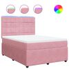 vidaXL Boxspringbett mit Matratze Rosa 140x190 cm Samt