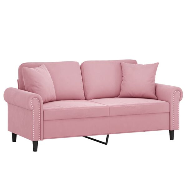 vidaXL 2-Sitzer-Sofa mit Zierkissen Rosa 140 cm Samt
