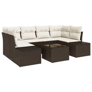 vidaXL Gartensofa-set mit Kissen 8 pcs Braun und Creme Poly-Rattan