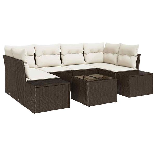 vidaXL Gartensofa-set mit Kissen 8 pcs Braun und Creme Poly-Rattan