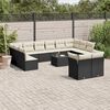 vidaXL 13-tlg. Garten-Sofagarnitur mit Kissen Schwarz Poly Rattan