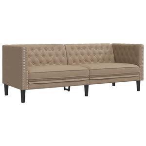 vidaXL Chesterfield-Sofa 3-Sitzer Cappuccino Kunstleder