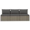 vidaXL Gartensofa 3-Sitzer mit Kissen Grau Poly Rattan