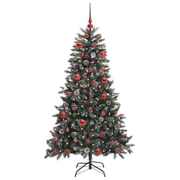 vidaXL K&uuml;nstlicher Weihnachtsbaum Gr&uuml;n 150 cm PVC, Plastik und Stahl