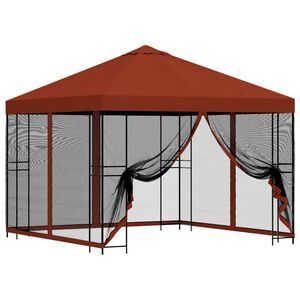 vidaXL Garten Pavillon mit Seitenw&auml;nden 3 x 3 m Terrakotta