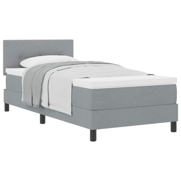 vidaXL Boxspringbett mit Matratze Hellgrau 90 x 200 cm Stoff