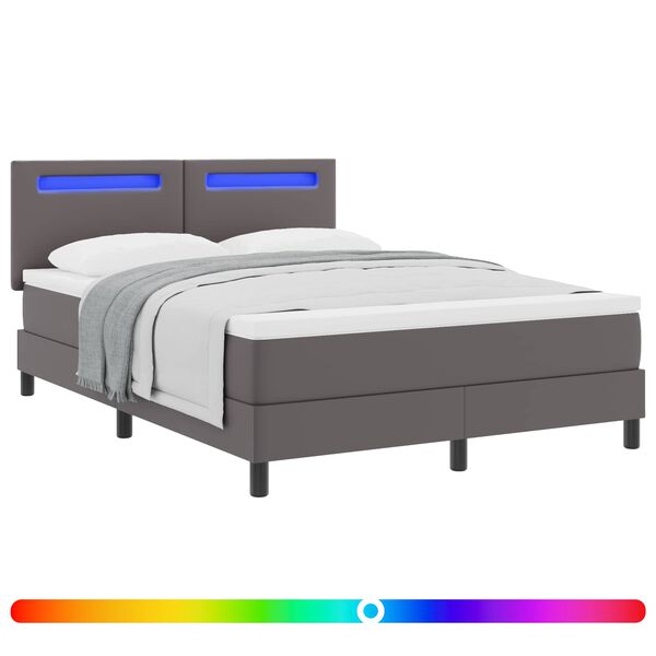 vidaXL Boxspringbett mit Matratze Grau 160 x 200 cm Kunstleder