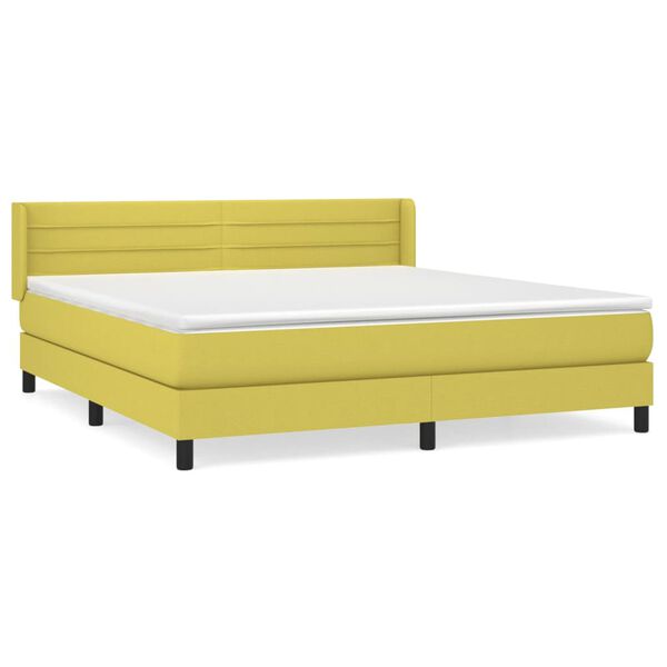 vidaXL Boxspringbett mit Matratze Gr&uuml;n 180x200 cm Stoff