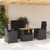 vidaXL 4-tlg. Garten-Essgruppe mit Kissen Schwarz Poly Rattan