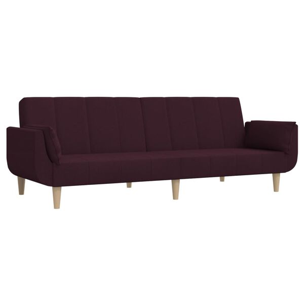 vidaXL Schlafsofa 2-Sitzer mit Hocker & 2 Kissen Lila Stoff