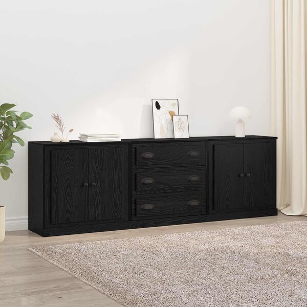 vidaXL Sideboards 3 pcs Schwarz Eichen-Optik 70 x 35,5 x 67,5 cm