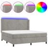 vidaXL Boxspringbett mit Matratze & LED Hellgrau 180x200 cm Samt
