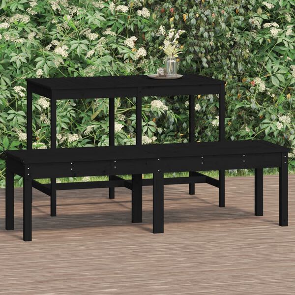 vidaXL Gartenbank 2-Sitzer Schwarz 159,5x44x45 cm Massivholz Kiefer