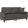 vidaXL 2-Sitzer-Sofa mit Kissen Grau 140 cm Kunstleder