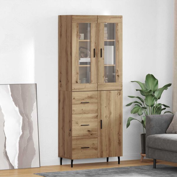 vidaXL Highboard mit Schubladen 2 pcs Artisan-Eiche Holzwerkstoff