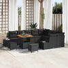 vidaXL Garten-Sofa-Set mit Speicher 12 pcs Schwarz Poly Rattan