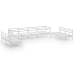 vidaXL 8-tlg. Garten-Lounge-Set Wei&szlig; Massivholz Kiefer