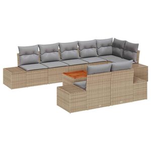 vidaXL Gartensofa-set mit Kissen 9 pcs Beige Poly-Rattan