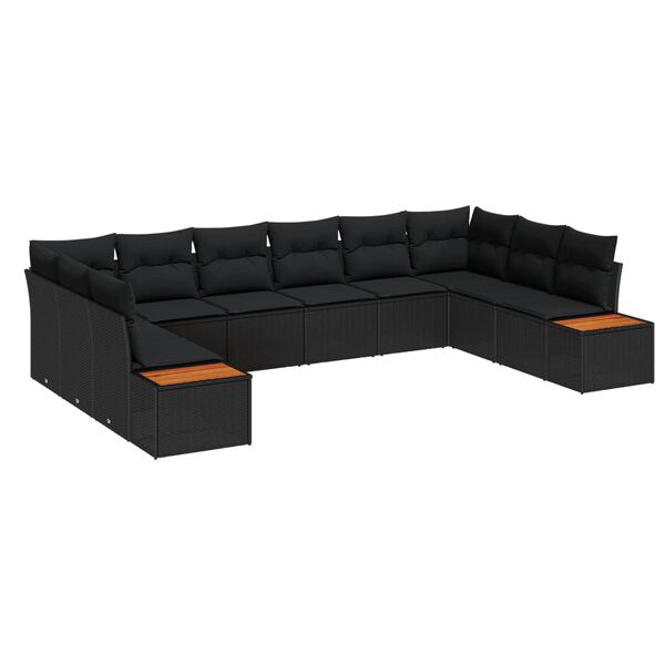 vidaXL Gartensofa-set mit Kissen 10 pcs Schwarz Polyrattan