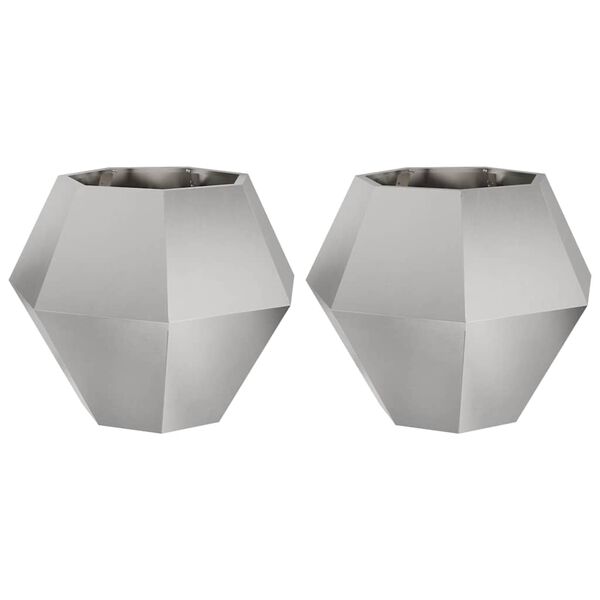 vidaXL Pflanzkübel 2 pcs Silber 75 x 75 x 60 cm Edelstahl