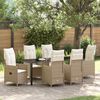 vidaXL Garten Essgruppe mit Kissen 7 pcs Beige Poly-Rattan