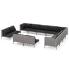 vidaXL 12-tlg. Garten-Lounge-Set mit Kissen Poly Rattan Dunkelgrau