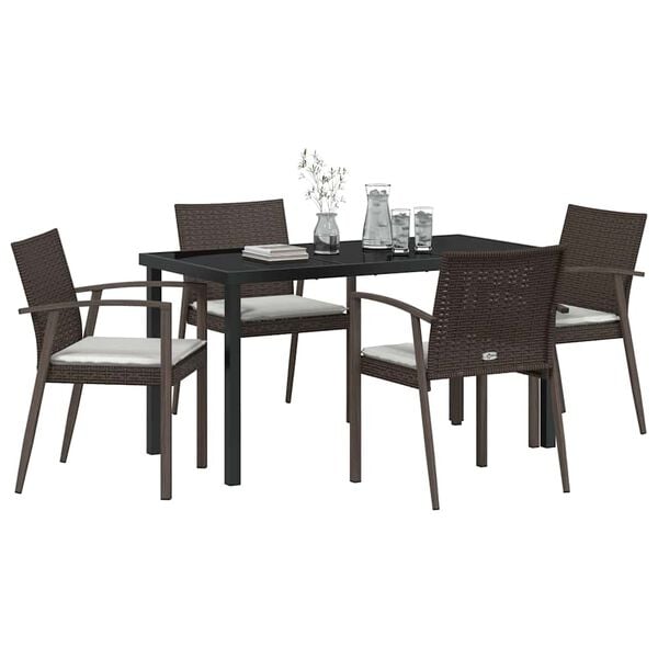 vidaXL Garten Essgruppe 5 pcs Braun und Schwarz PE-Rattan