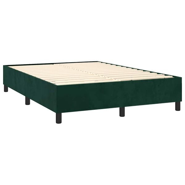 vidaXL Boxspringbett mit Matratze Dunkelgr&uuml;n 140x200 cm Samt