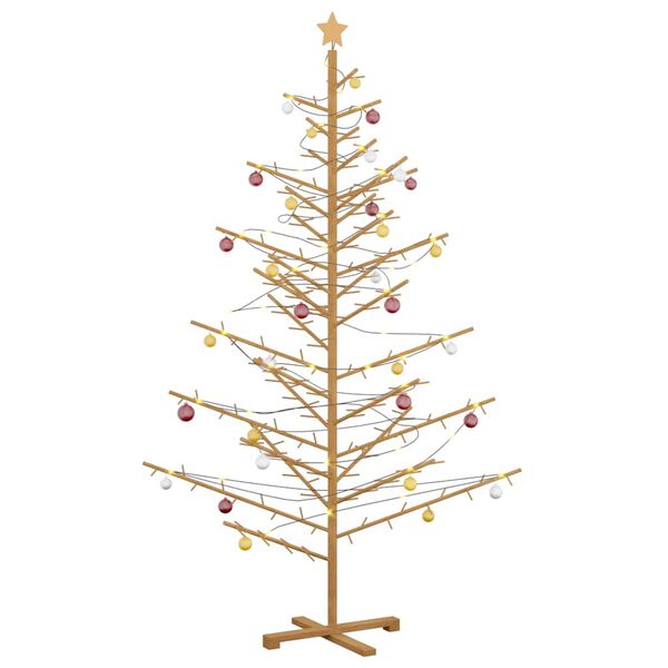 vidaXL Holz Weihnachtsbaum mit St&auml;nder Braun 210 cm Massivholz Kiefer