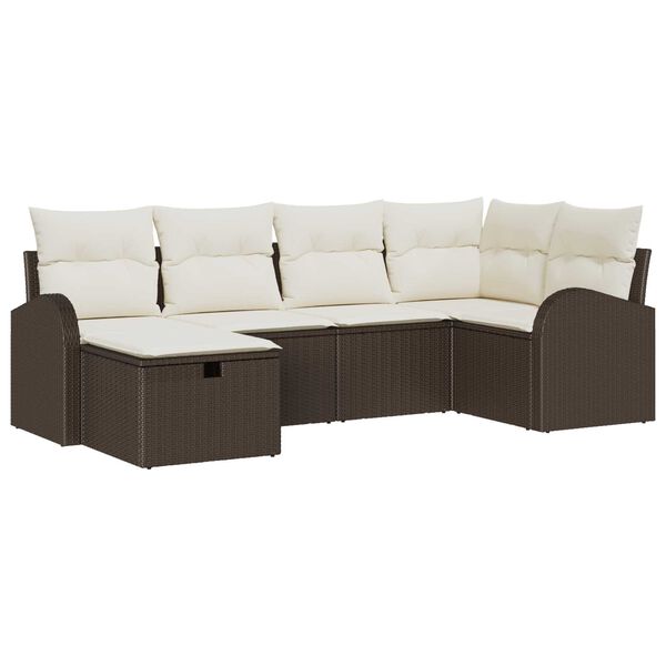 vidaXL Sofa Set mit Kissen mit Speicher Braun und Creme Poly-Rattan