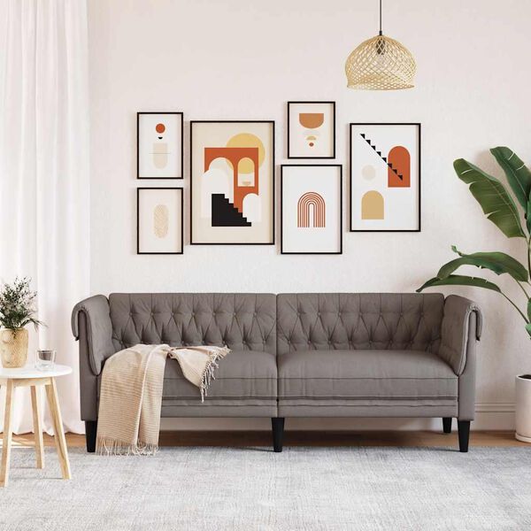 vidaXL Chesterfield-Sofa 3-Sitzer Taupe Stoff