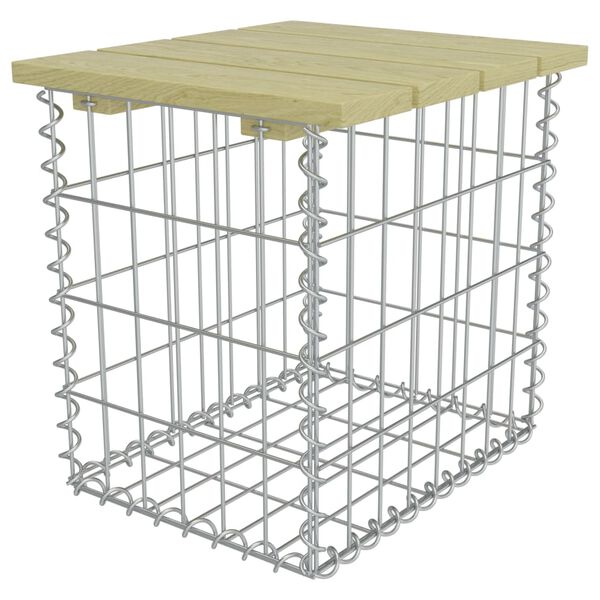 vidaXL Gabionen-Hocker 40x40x45 cm Verzinkter Stahl und Kiefernholz