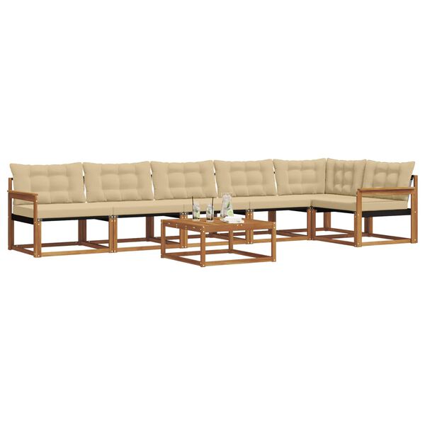 vidaXL Outdoor-Sofagarnitur mit Kissen 7 pcs Natur und Beige