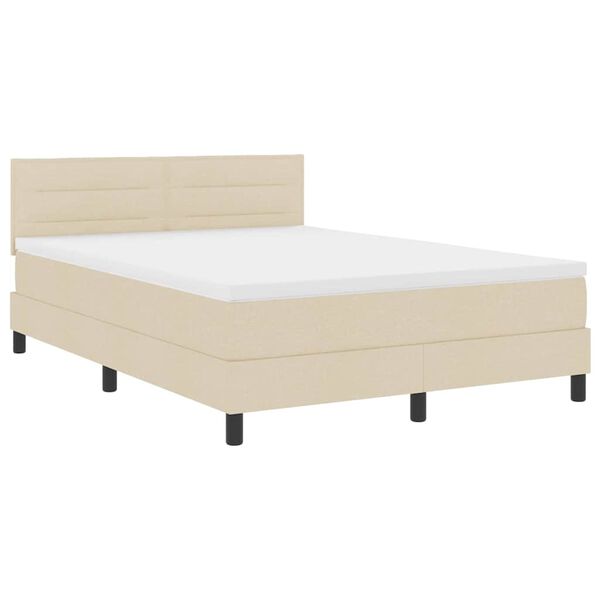 vidaXL Boxspringbett mit Matratze mit LED Creme 160 x 200 cm Stoff